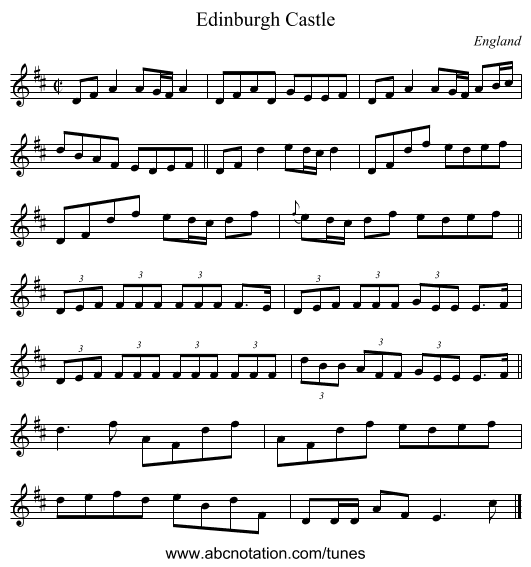 Edinburgh Castle - staff notation