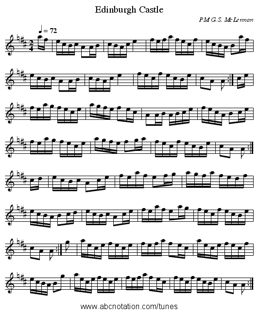 Edinburgh Castle - staff notation
