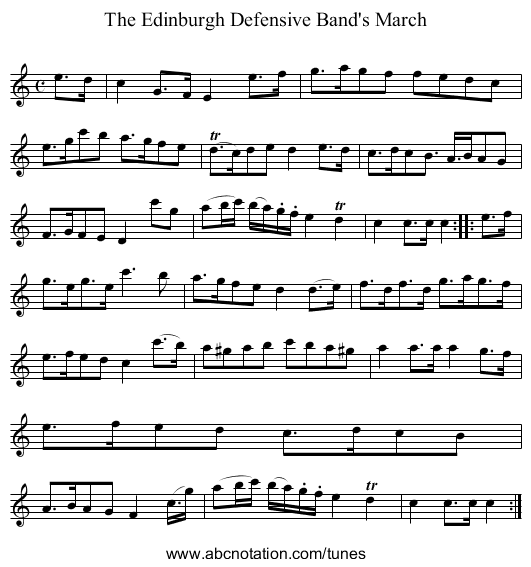 Edinburgh Defensive Band's March, The - staff notation