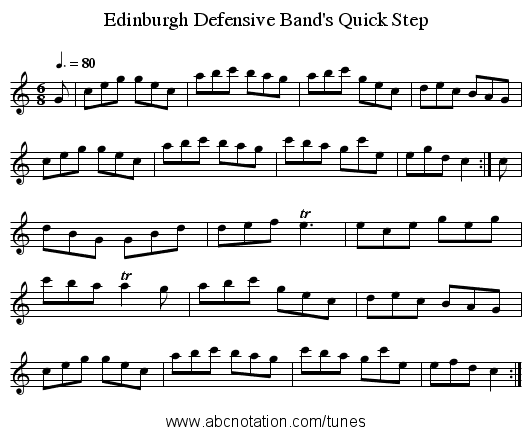 Edinburgh Defensive Band's Quick Step - staff notation