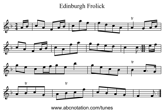 Edinburgh Frolick - staff notation