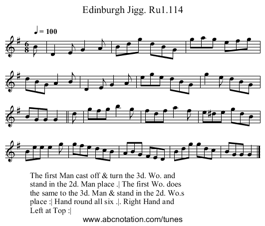 Edinburgh Jigg. Ru1.114 - staff notation