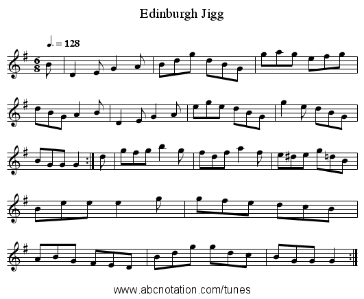Edinburgh Jigg - staff notation