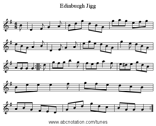Edinburgh Jigg - staff notation