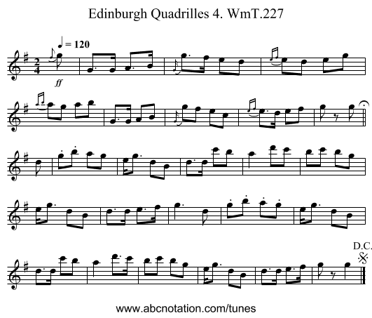 Edinburgh Quadrilles 4. WmT.227 - staff notation