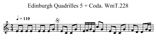Edinburgh Quadrilles 5 + Coda. WmT.228 - staff notation