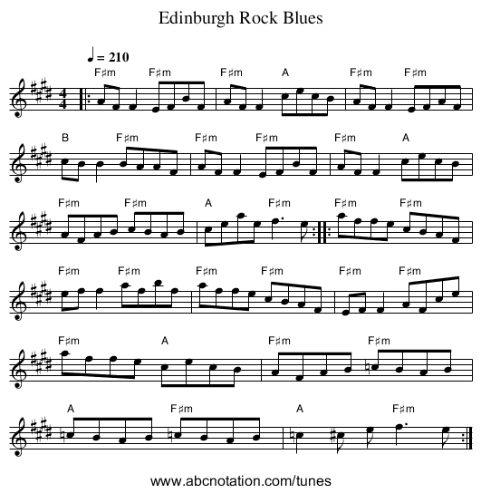 Edinburgh Rock Blues - staff notation