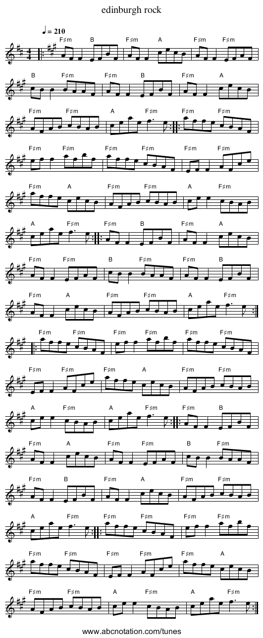 edinburgh rock - staff notation