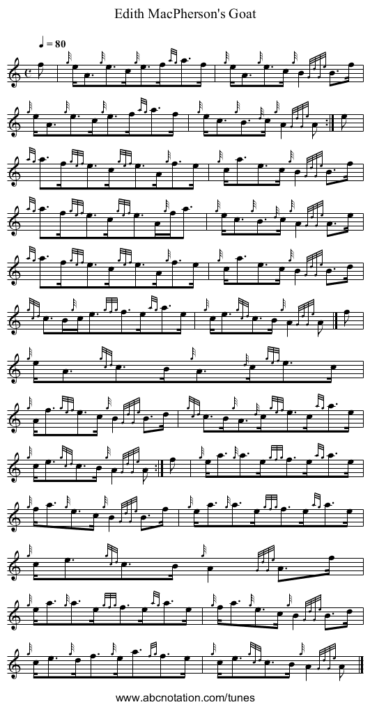Edith MacPherson's Goat - staff notation