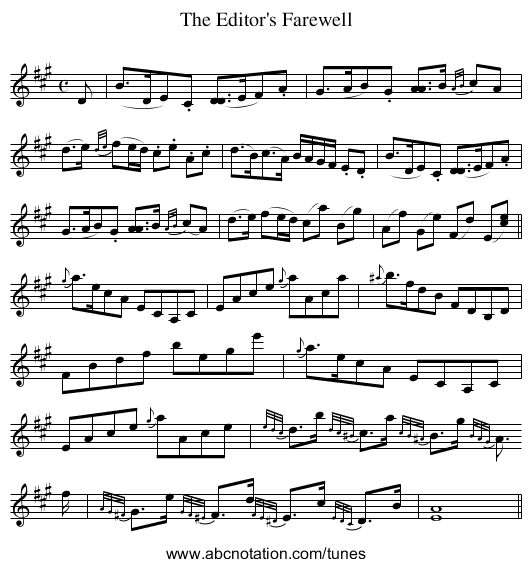 Editor's Farewell, The - staff notation