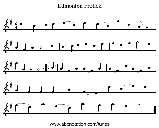 Edmonton Frolick - staff notation