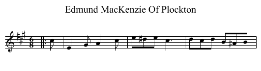 Edmund MacKenzie Of Plockton - staff notation