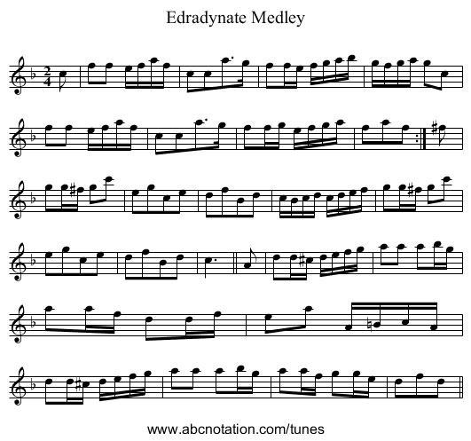Edradynate Medley - staff notation