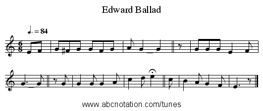 Edward Ballad - staff notation