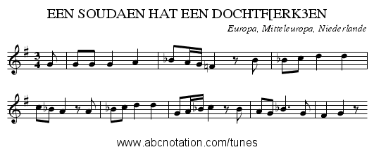 EEN SOUDAEN HAT EEN DOCHTF[ERK3EN - staff notation