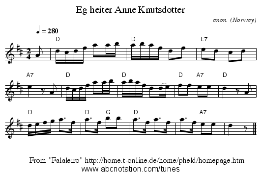 Eg heiter Anne Knutsdotter - staff notation