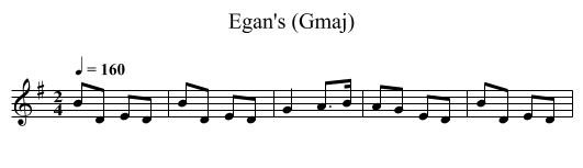 Egan's (Gmaj) - staff notation