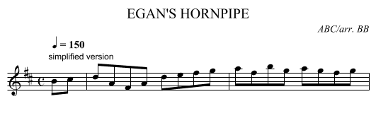 EGAN'S HORNPIPE - staff notation