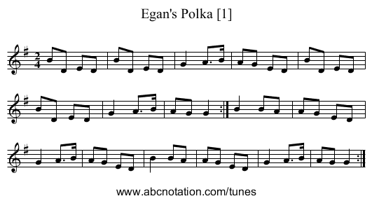 Egan's Polka [1] - staff notation