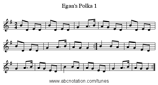 Egan's Polka 1 - staff notation