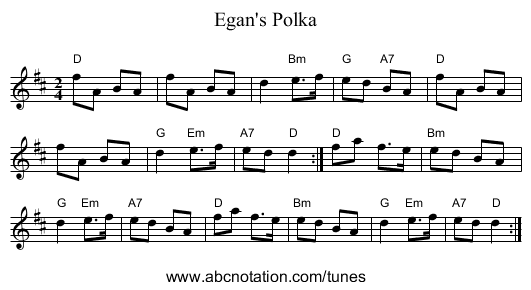 Egan's Polka - staff notation