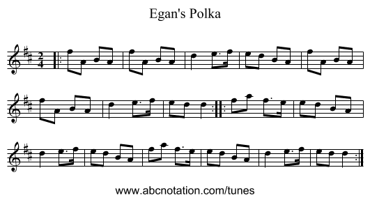 Egan's Polka - staff notation