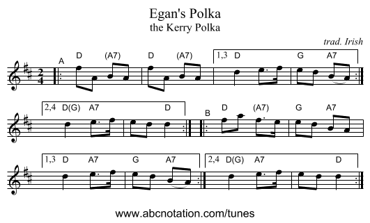 Egan's Polka - staff notation