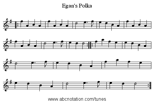Egan's Polka - staff notation