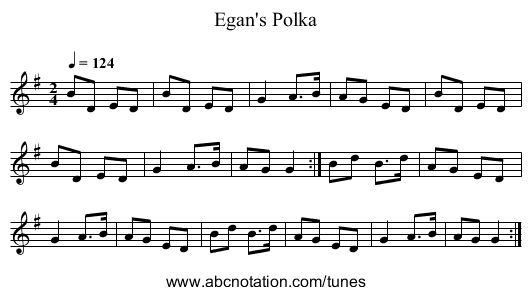 Egan's Polka - staff notation