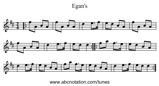 Egan's - staff notation