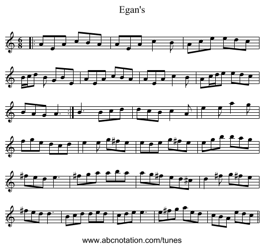 Egan's - staff notation