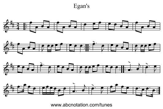 Egan's - staff notation