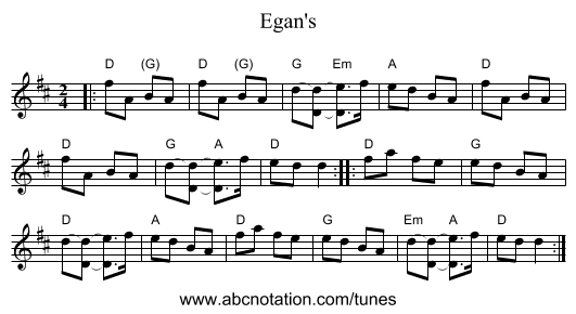 Egan's - staff notation