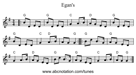Egan's - staff notation