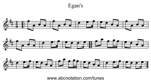 Egan's - staff notation