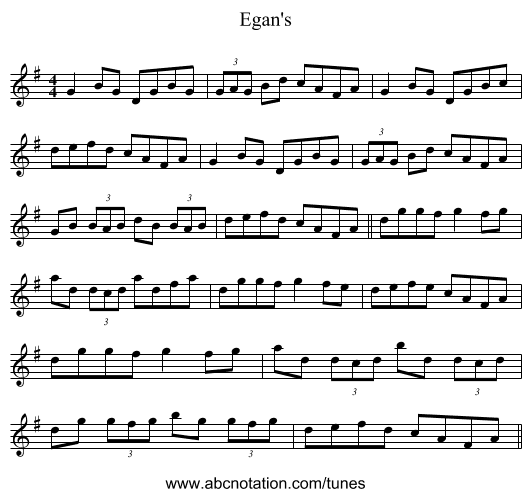 Egan's - staff notation