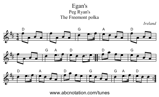 Egan's - staff notation