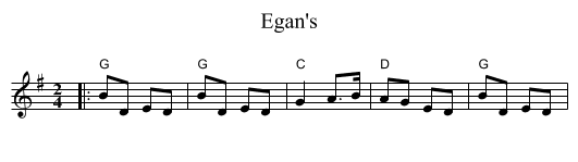 Egan's - staff notation