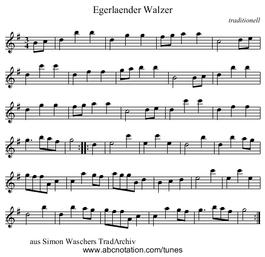 Egerlaender Walzer - staff notation