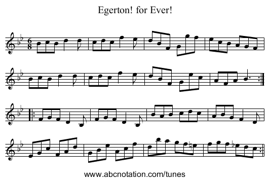 Egerton! for Ever! - staff notation