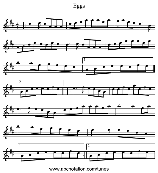 Eggs - staff notation