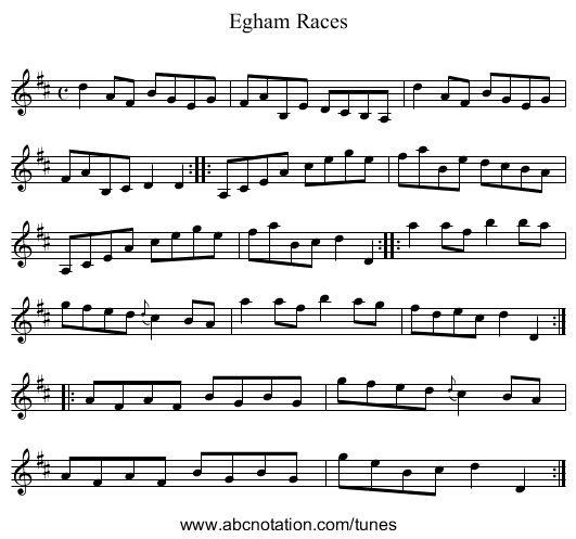 Egham Races - staff notation