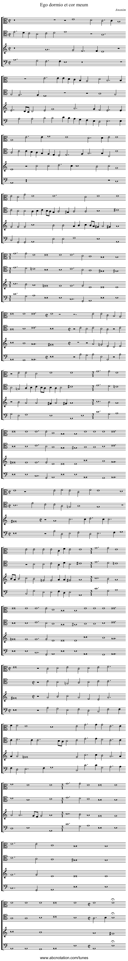 Ego dormio et cor meum - staff notation
