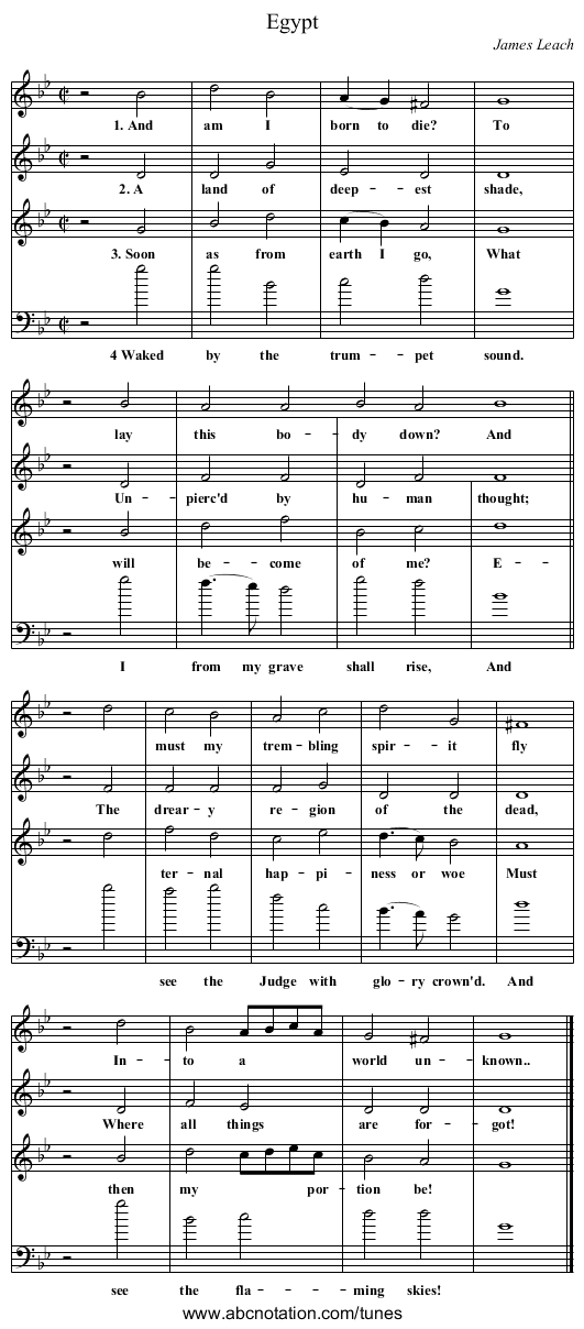 Egypt - staff notation