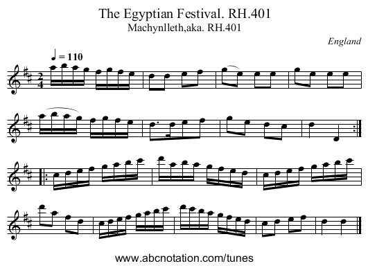 Egyptian Festival. RH.401, The - staff notation