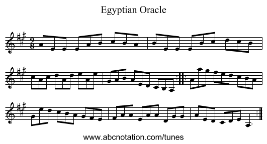 Egyptian Oracle - staff notation