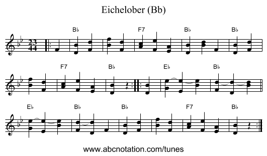 Eichelober (Bb) - staff notation