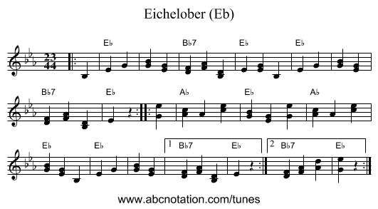 Eichelober (Eb) - staff notation
