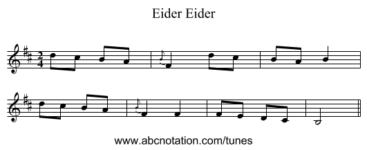 Eider, Eider - staff notation