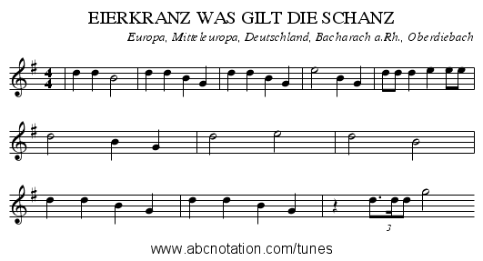EIERKRANZ WAS GILT DIE SCHANZ - staff notation